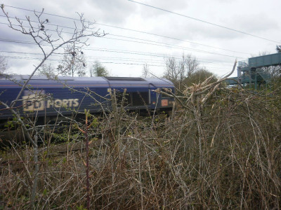 Tesco's freight wagons rumble by.