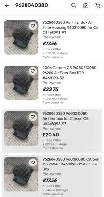 eBay search of part number