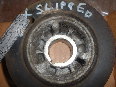 Pulley slipped approx 25 degrees