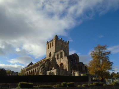 jedburgh abbey and a blue sky