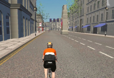 The virtual Cenotaph in Zwift