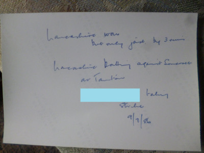 Thanks Dad for writing the info on the back<br />I wouldnt have had a clue where it was or who was playing,  never mind the winning margin!
