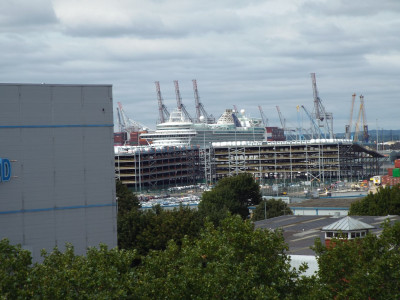 Own work (container vessel behind cruise liner).