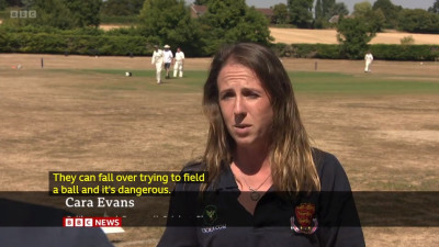 They have had to stop watering the outfield on the village cricket pitch.<br />Of course the holy grail of the square is still watered.