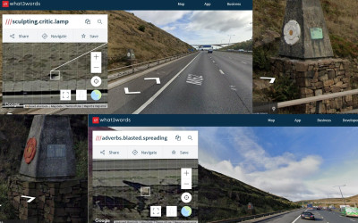 Lancashire/Yorkshire Border M62<br />Top:Heading into Yorkshire and the Pennine Way Footbridge<br />Bottom:  Heading into Lancashire after passing Pennine Way Footbridge