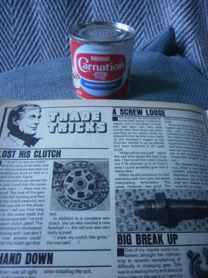A small Tin of Carnation Milk and<br />Barry Cade's Trade Tricks Column<br />Preserved for the World Wide Web.