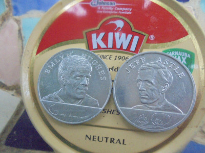 Emlyn Hughes and Jeff Astle<br />Esso World Cup Coins 1970<br />Still lying about in 2023!