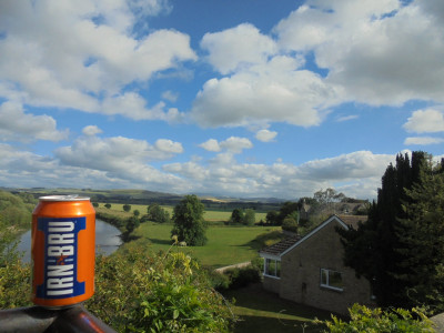 With an empty can of Irn Bru providing a splash of orange /blue in the foreground