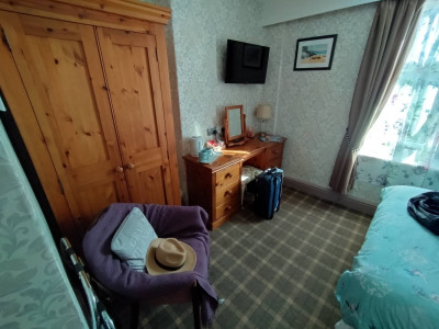 The dated but very comfortable furniture with all you need including USB outlets