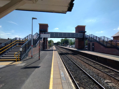 The main footbridge at Flint station