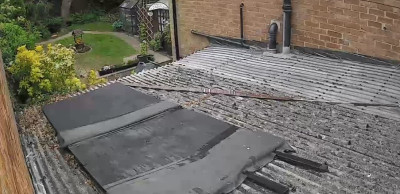 The repaired and treated roof boards