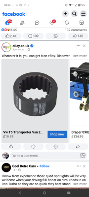 eBay advert in amongst Facebook scrolling