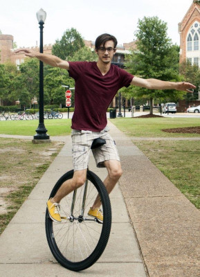 Nicked from https://thecrimsonwhite.com/27345/top-stories/no-handlebars-student-gains-recognition-as-campus-unicycle-guy/