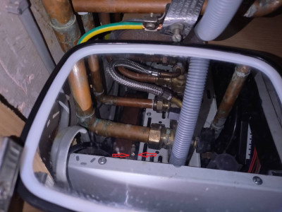 The drip forming below the heat exchanger