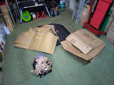 A lot of tape and cardboard